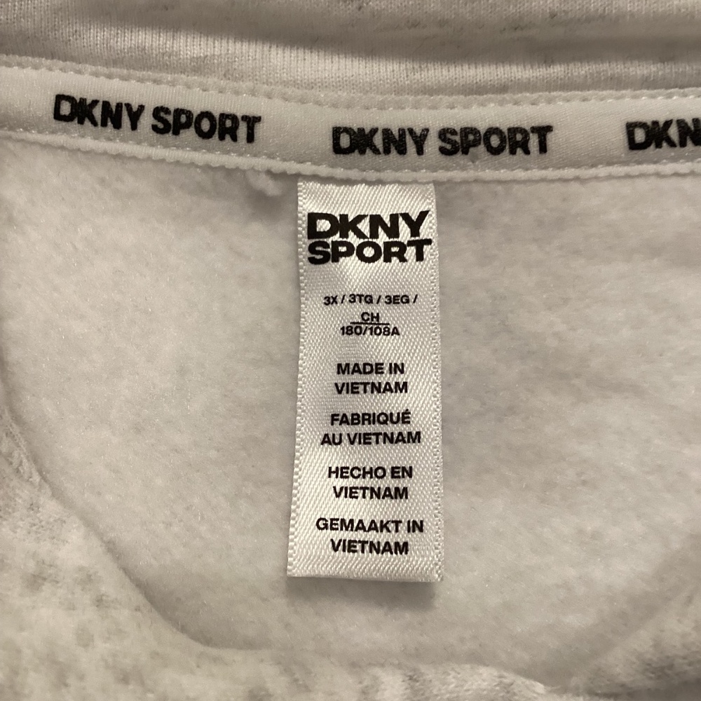 DKNY Sport Women’s Rhinestone Sequin Logo Hoodie Light Gray - Picture 10 of 14